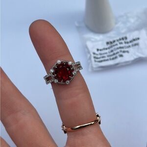 Bomb Party - Size 7 Dark Ruby Ring On Rhodium